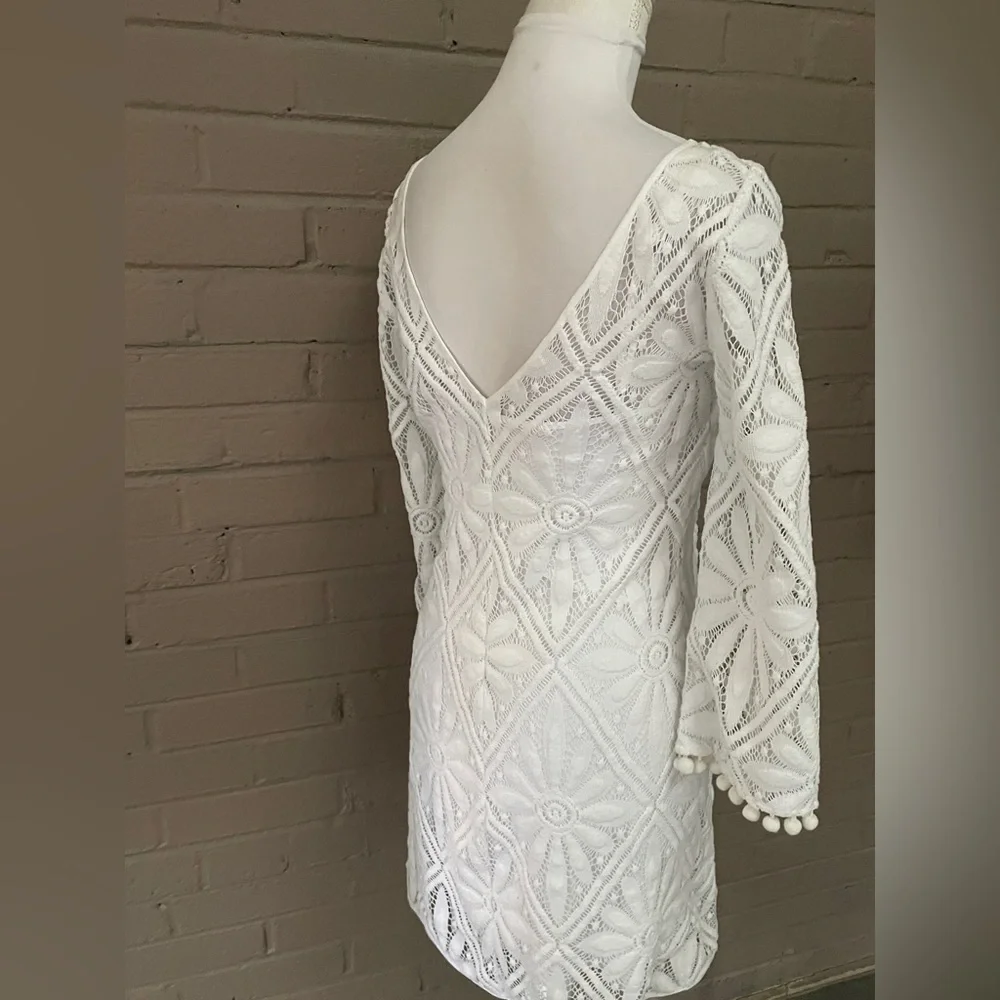 Lilly Pulitzer white v back floral lace dress XS